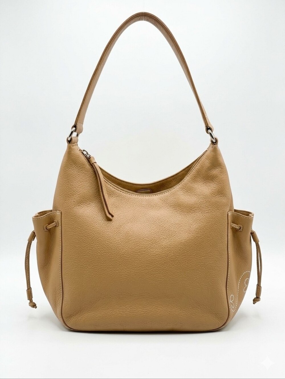 Vintage Cole Haan Light Tan Leather Slouchy Hobo Shoulder Bag